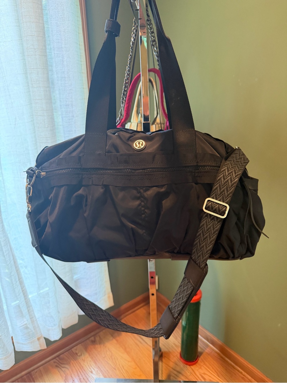 lululemon athletica Black Nylon Travel Duffel with Adjustable Shoulder Strap